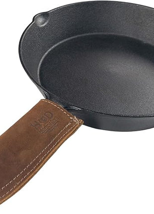 Hide & Drink, Full Grain Leather Hot Handle, Cast Iron Protector, Panhandle Potholder, Double Layered, Double Stitched, Slides On/Off Easily onto Metal Skillet Grips, Handmade, Swayze Suede
