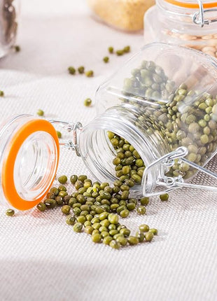 Encheng 4 oz Glass Jars With Airtight Lids And Leak Proof Rubber Gasket,Small Mason Jars With Hinged Lids For Kitchen, Mini Spice Jars With Twine And Tags Labeling 30 Pack