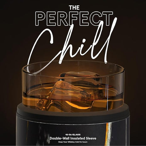 asobu Whiskey Glass with Insulated Stainless Steel Sleeve, 10.5 ounces (Midnight Marble)