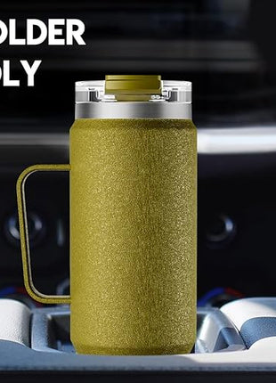 Meoky 40oz Tumbler with Handle, Stainless Steel Travel Mug with 2-in-1 Straw and Sip Lid, Vacuum Insulated Coffee Mug, 100% Leak Proof, Keeps Cold for 34 Hours or Hot for 10 Hours (Forest)