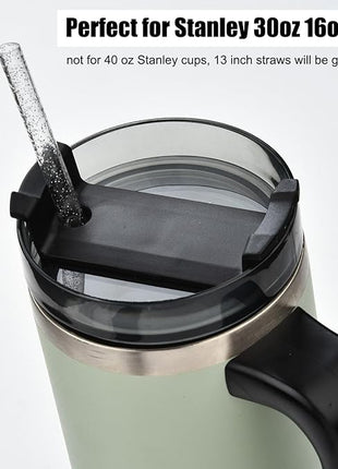 ALINK 12-Pack Glitter Reusable Clear Plastic Straws, 11" Long Hard Tumbler Replacement Drinking Straws for 16 OZ 20 OZ 30 OZ Stanley, YETI, Starbucks Tumblers with Cleaning Brush