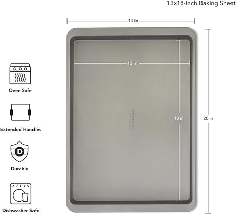 KitchenAid 13x18in Nonstick Aluminized Steel Baking Sheet, Contour Silver