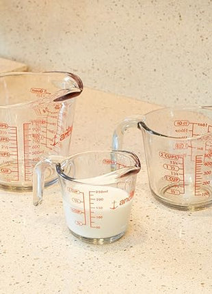Anchor Hocking Glass Measuring Cups, 3 Piece Set (1 Cup, 2 Cup, 4 Cup liquid measuring cups)