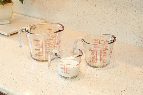 Anchor Hocking Glass Measuring Cups, 3 Piece Set (1 Cup, 2 Cup, 4 Cup liquid measuring cups)
