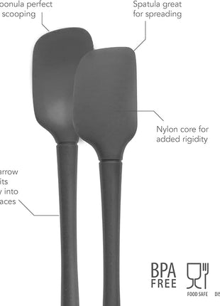 Tovolo Flex-Core All-Silicone Mini Spatula & Spoonula, Kitchen Utensil Set of 2, Heat-Resistant & BPA-Free Silicone Spatula & Spoonula, Safe for Cast Iron & Non-Stick Cookware, Dishwasher-Safe