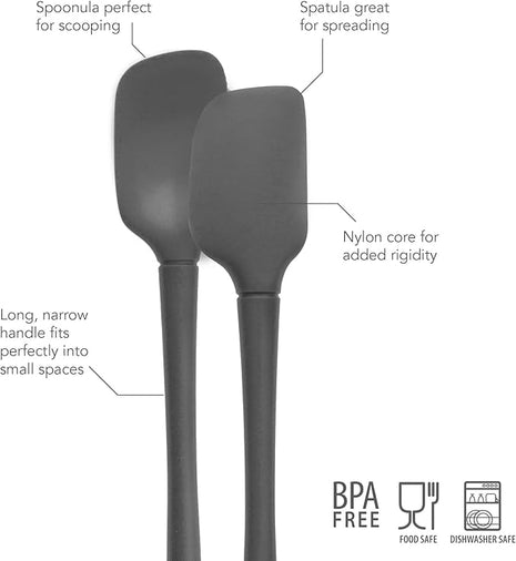Tovolo Flex-Core All-Silicone Mini Spatula & Spoonula, Kitchen Utensil Set of 2, Heat-Resistant & BPA-Free Silicone Spatula & Spoonula, Safe for Cast Iron & Non-Stick Cookware, Dishwasher-Safe