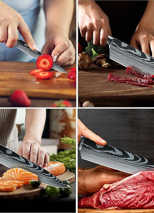 Dfito Knife Set, 10 Pieces Kitchen Knives for Professional Chefs, 3.5-8 Inch Set Boxed Knives 440A Stainless Steel Ultra Sharp Japanese Knife