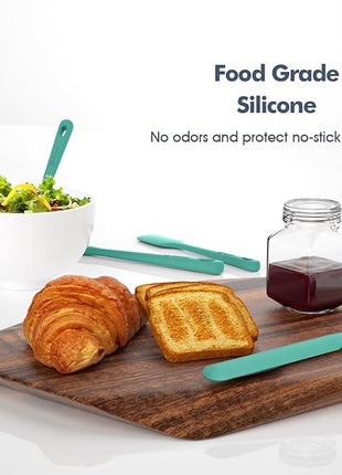 5 Pieces Silicone Spatula Set, Food Grade Rubber Spatula, Upgrade Strong Handle with Ergonomic Grip, Heat Resistant Up to 600°F for Nonstick Cookware, Cooking Mint