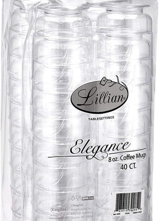 Lillian Signature Collection 40 Count Elegance Coffee Mug, 8-Ounce, Clear