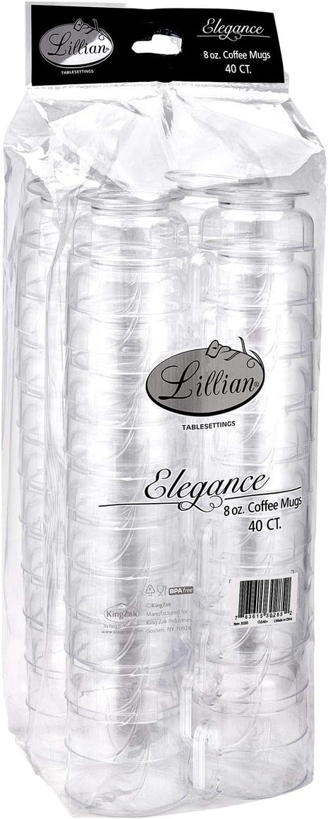 Lillian Signature Collection 40 Count Elegance Coffee Mug, 8-Ounce, Clear