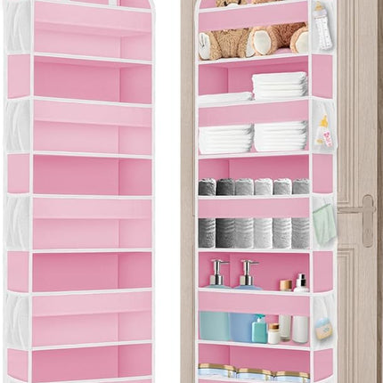1 Pack Over The Door Storage Organizer with 5 Pockets 10 Mesh Pockets, 44 lbs Weight Capacity Door Hanging Organizers and Storage for Bedroom,Bathroom,Nursery,Kidroom,Babyroom