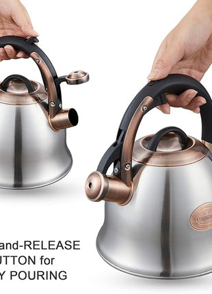 Tea Kettle -2.2 Quart Tea Kettles Stovetop Whistling Teapot Stainless Steel Tea Pots for Stove Top Whistle Tea Pot