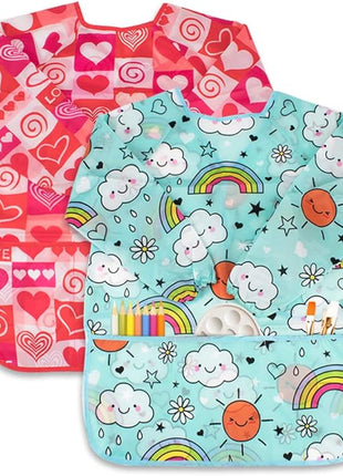 CUBACO Kids Painting Apron, 2pcs Waterproof Art Smocks For Child 3-8 Years, Kids Smocks for Painting Aprons with Long Sleeve