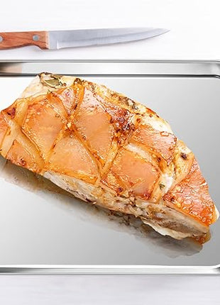 P&P CHEF 9 Inch Baking Cookie Sheet, Oven Pan Tray Stainless Steel Sheet Pan for Kitchen, Oven Bakeware for Multi Uses, Shiny Look & Dishwasher Safe, Healthy & Heavy Duty, 4Pcs