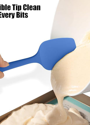 Heat Resistant Silicone Spoon Spatulas, Doosu 600°F High Temp Flexible Cooking Spoons Kitchen Spoonula Scratch-Proof for Mixing Stirring Scraping Serving Non-Stick Cookware (Set of 3, Multi-4)