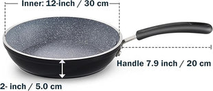 Cook N Home 12 Inch Nonstick Fry Pan, Skillet with Stay Cool Silicone Handle, Heavy Gauge Aluminum, Induction Compatible, Oven Safe, Easy Clean Frying Pan