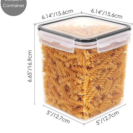 Vtopmart Food Storage Containers 2.5L / 84.5oz, 4 Pieces BPA Free Plastic Airtight Canister for Flour, Sugar, Baking Supplies, with 4 Measuring Cups and 24 Labels, Black