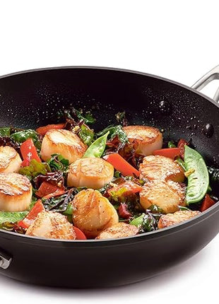 KitchenAid Hard Anodized Induction Nonstick Stir Fry Pan/Wok with Helper Handle, 12.25 Inch - Matte Black