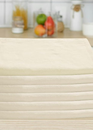 Urban Villa Flour Sack Ivory Kitchen Towels 100% Cotton Highly Absorbent Dish Towels for Bread Proofing Baking Drying Dinnerware Glass Embroidery DIY Projects Zero Lint 27x27 Inches (4 Pack)