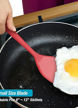 Silicone Spatula Turner Set, High Heat Resistant Spatulas with Seamless One Piece Design, Nonstick Rubber Flippers Utensils for Baking & Cooking,BPA-Free, Red, 11 IN