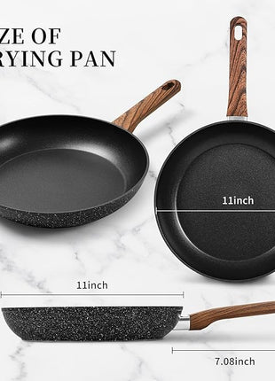 Innwewell 11 inch Nonstick Frying Pan, Non Stick Frying Pan Large Skillet Pan Omelette chef's Pan, Induction Compatible, No Toxic & PFOA Free, Black