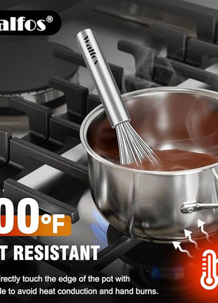 Walfos Mini Whisk,6+8 in Small Whisk,304 Stainless steel Whisks Heat Resistant 600°F,Nice for mixing salad dressings or beating an egg.Tiny whisk size great for narrow and shallow vessels.Silver