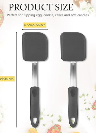 Silicone Cookie Spatula Turner 2 Pack Mini Brownie Spatula Flexible Kitchen Small Silicone Turner for Nonstick Cookware Heat Resistant No Scratch Flipper for Egg Pancake(Grey)