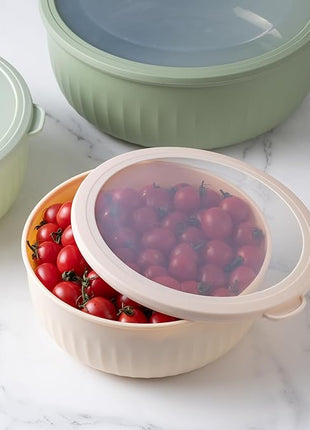 COOK WITH COLOR Prep Bowls with Lids- Wide and Deep Nesting Plastic Small Mixing Bowl Set with Lids, 12 Piece Set - Wide Bowls, Mint/Pink