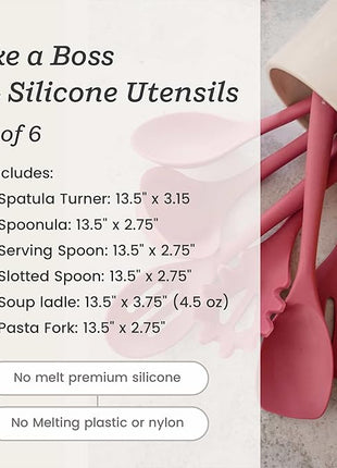 Starpack 'Like a Boss' XL Premium Silicone Cooking Utensils Set (6 Pcs) 13" - Heat Resistant Kitchen Utensils 600°F - Non-Stick Silicone Utensil Set - Large Kitchen Utensils Set for Cooking & Serving