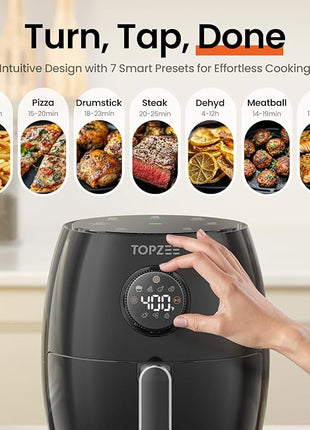 2.1Qt Small Air Fryer - Compact Digital Mini Airfryer with 7-in-1 Presets, 98% Less Oil, Adjustable Temperature & Timer, Shake Reminder, Nonstick, BPA-Free, Dishwasher Safe, Fast & Crispy Cooking
