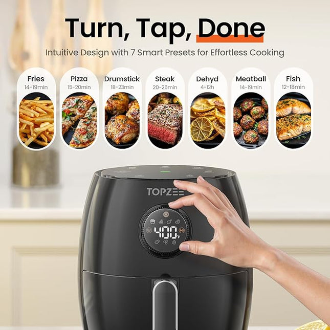 2.1Qt Small Air Fryer - Compact Digital Mini Airfryer with 7-in-1 Presets, 98% Less Oil, Adjustable Temperature & Timer, Shake Reminder, Nonstick, BPA-Free, Dishwasher Safe, Fast & Crispy Cooking