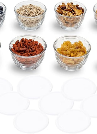 Libbey Small Glass Bowls, Glass Containers with Lids Set of 8 to Keep Leftovers Fresh, Meal Prepping and More, Dishwasher Safe Bowl Set