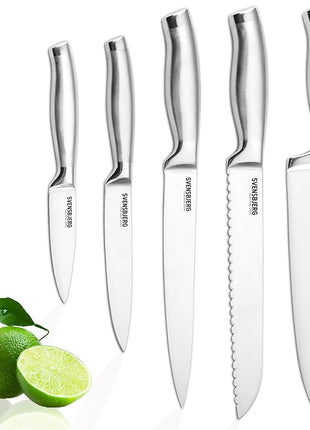 Modern-Silver Chef Kitchen Knife Set without Block, Chef Knife Set for Cooking, Knife Set for Kitchen, Stainless Steel, Sharp, German Brand | SB-KS101