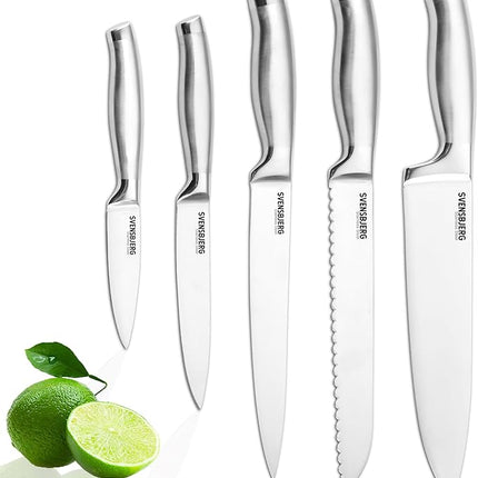 Modern-Silver Chef Kitchen Knife Set without Block, Chef Knife Set for Cooking, Knife Set for Kitchen, Stainless Steel, Sharp, German Brand | SB-KS101