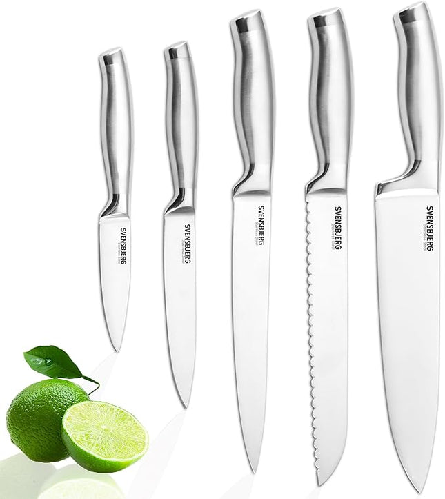 Modern-Silver Chef Kitchen Knife Set without Block, Chef Knife Set for Cooking, Knife Set for Kitchen, Stainless Steel, Sharp, German Brand | SB-KS101