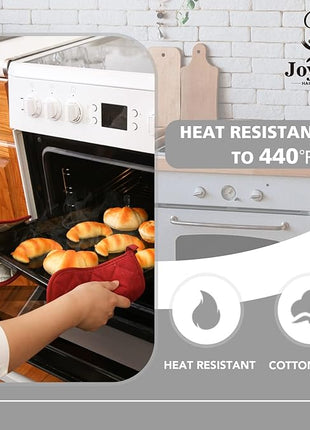 Joyhalo 4 Pack Pot Holders for Kitchen,Cotton Oven Holder with Great Heat Resistance,Non Slip Hot Pads for Kitchen Clearance,Dark Red