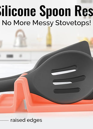 Zulay Kitchen Silicone Utensil Rest with Drip Pad for Multiple Utensils - BPA-Free, Heat-Resistant Spoon Rest & Spoon Holder for Stove Top - Kitchen Utensil Holder for Ladles & Tongs - Peach Bud