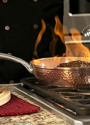 Gotham Steel 9.5" Hammered Pan with Tempered Glass Lid and Cool Touch Handles, Ultra Nonstick Fry Pan, Scratch Resistant Dishwasher Oven-Safe, Non-toxic Frying Pans and Skillets Cookware As Seen on TV