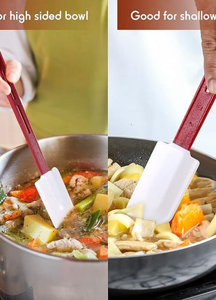 Norme 4 Pcs High Temp Silicone Spatulas Heat Resistant Rubber Spatula Commercial Silicone Scraper with Handle for Kitchen Cook Baking Mixing Utensil, Dishwasher Safe (10 Inch,14 Inch)