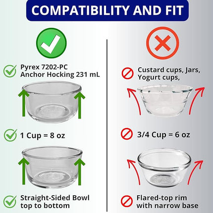 1, 2, 4 & 7 Cup Green, Orange, Yellow, Blue Replacement Lids/Covers for Pyrex, Anchor Hocking & KlareWare Storage Bowls *Lids Only Glass Container Not Included* (4 Pack *One of Each Size*)