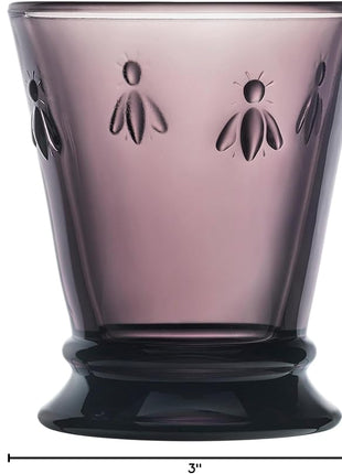 La Rochere Napoleon Bee Aubergine Tumbler Set of 6 – La Rochere Bee Glassware Sets – Fancy Glassware Drinking Glasses (10 oz)