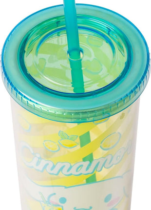 Silver Buffalo Sanrio Hello Kitty and Friends Cinnamoroll Lemons and Lemonade Plastic Cold Cup with Lid and Straw, 20 Ounces