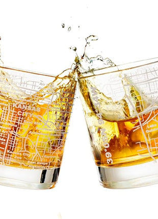 Greenline Goods Whiskey Glasses - 10 Oz Tumbler Set for Kansas lovers, Etched with Kansas City Map Old Fashioned Rocks Glass - Set of 2