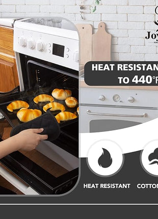Joyhalo 6 Pack Pot Holders for Kitchen,Cotton Oven Holder with Great Heat Resistance,Non Slip Hot Pads for Kitchen Clearance,Black