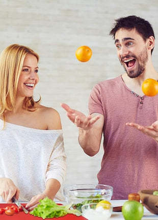 Cutting Board Mats Flexible Plastic Colored Mats with Food Icons, Fotouzy BPA-Free, Non-Porous, Anti-skid back and Dishwasher Safe, Set of 7+1 8 Pieces