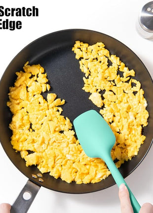 Heat Resistant Silicone Spoon Spatula, Doosu 600°F High Temp Flexible Cooking Spoons Kitchen Rubber Spoonula Scratch-Proof for Mixing Stirring Scraping Serving Non-Stick Cookware (11.4in, Aqua Sky)