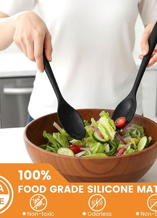 HAKSEN Silicone Spoons for Cooking, 4PCS 10.8 Inch Nonstick Kitchen Serving Spoons, Heat Resistant Silicone Cooking Utensils Set for Stirring, Mixing, Baking, Dishwasher Safe