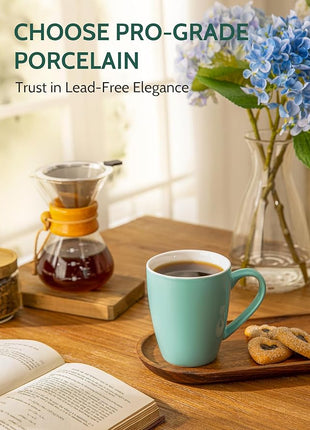 Sweese Porcelain Coffee Mugs - 16 Ounce - Set of 6, Cups for Latte, Hot Tea, Cappuccino, Mocha, Cocoa, Multicolor, Blue Assorted Colors