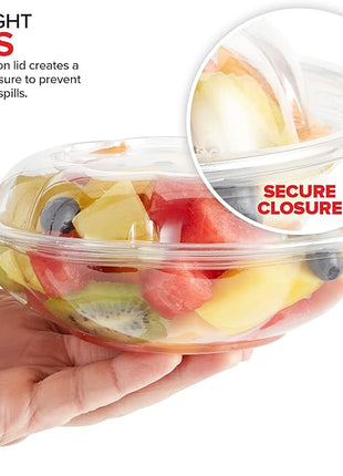 Stock Your Home 18oz Clear Plastic Salad Bowls with Lids Disposable (50 Pack) Mini Takeout Container with Snap on Lid for Fruit Salads, Quinoa, Lunch and Meal Prep, Acai Bowl, To-Go Party Containers