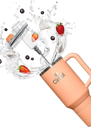 Cirkul 40oz. Apricot Stainless Steel Tumbler with Handle, All-Day StrawSip™, Double-Wall Insulated
